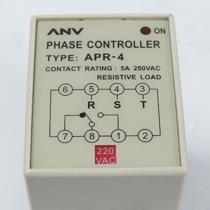 ANV APR-4 5A 220VAC Phase Reversal Relay Controller W/ Base