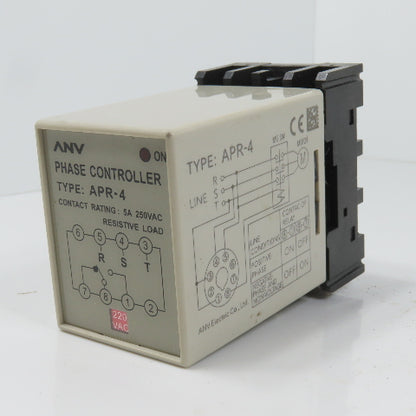 ANV APR-4 5A 220VAC Phase Reversal Relay Controller W/ Base
