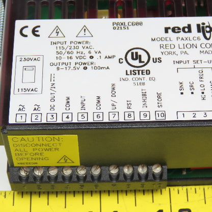 Red Lion PAXLC600 Digital Counter LED +/-999999 % Or °F 115/120V