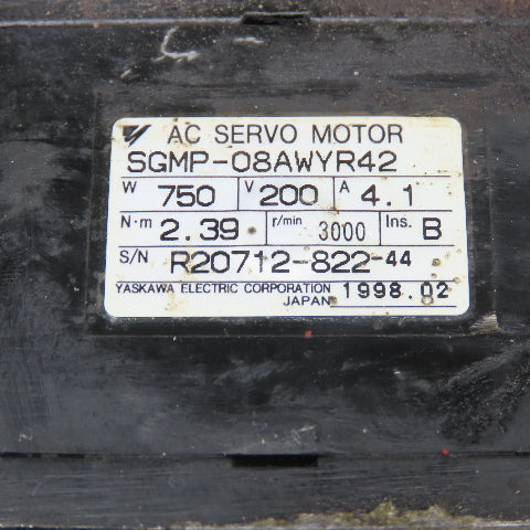 Yaskawa SGMP-08AWYR42 750V 200V 3000RPM AC Servo Motor