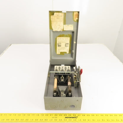 Westinghouse RHF-361 30A 3-Pole Fusible Safety Disconnect Switch 600VAC 20HP