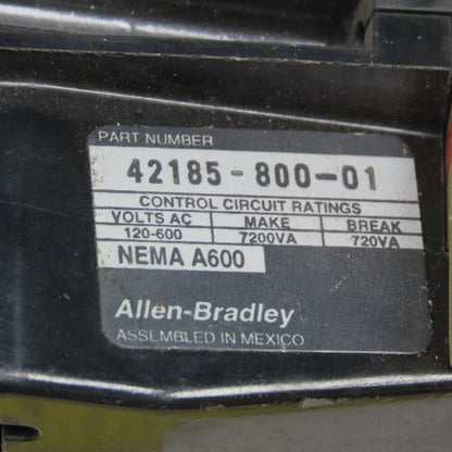 Allen Bradley 42185-800-01 Thermal Overload Unit 120-600VAC