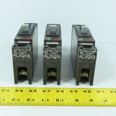 GE General Electric THED113020 20A Single 1-Pole Circuit Breaker 277VAC Lot Of 3