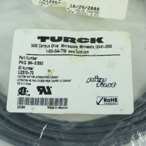 Turck PKG 3M-5/S90 U2515-70 Pico Fast Straight Cable Cordset