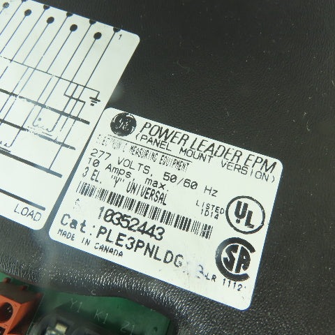 GE General Electric PLE3PNLDG Power Leader EPM 277V 10A Electronic Power Meter