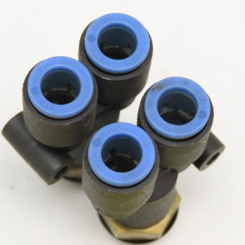SMC 3/8 BSPT x 5/8" Push To Connect Wye Y Fitting Lot of 2
