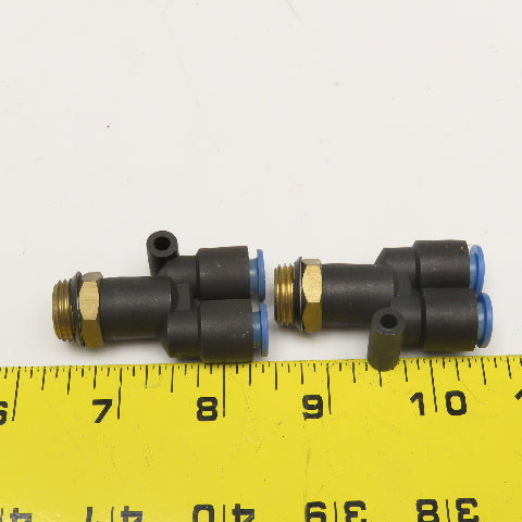SMC 3/8 BSPT x 5/8" Push To Connect Wye Y Fitting Lot of 2