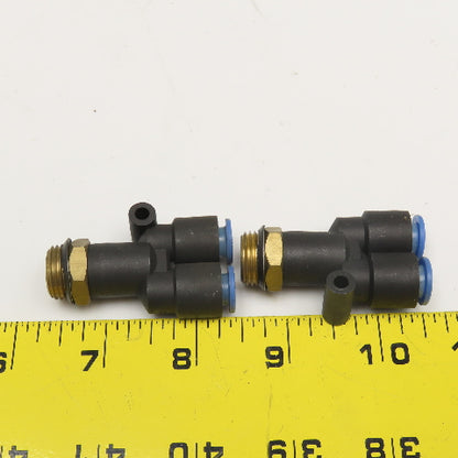 SMC 3/8 BSPT x 5/8" Push To Connect Wye Y Fitting Lot of 2