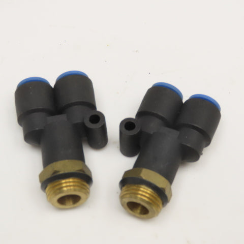 SMC 3/8 BSPT x 5/8" Push To Connect Wye Y Fitting Lot of 2