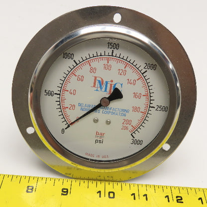 DMIC 0-3000PSI Oil Filled Panel Mount Pressure Gauge Stainless Steel 1/2" NPT