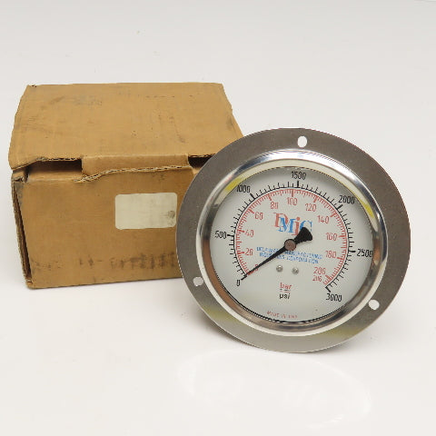 DMIC 0-3000PSI Oil Filled Panel Mount Pressure Gauge Stainless Steel 1/2" NPT