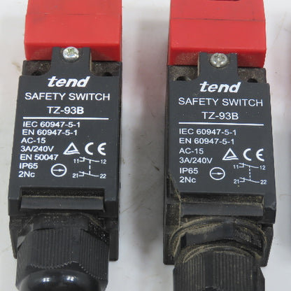 Tend TZ-93B Door Safety Interlock Switch 3A 240VAC (1 Key) Lot Of 4
