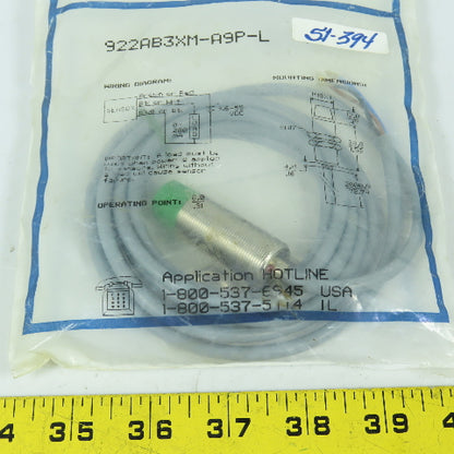 Honeywell 922AB3XM-A9P-L Micro Switch Threaded Barrel Proximity Sensor New