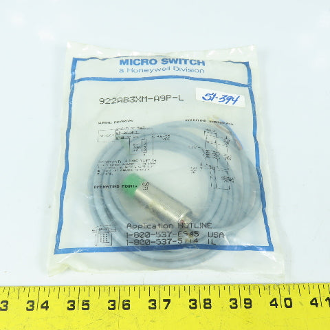 Honeywell 922AB3XM-A9P-L Micro Switch Threaded Barrel Proximity Sensor New