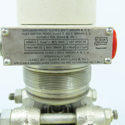 Taylor Instrument 2500PSI Diaphragm Valve Transmitter 24VDC