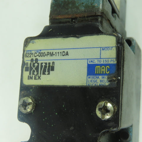 MAC 6221C-000-PM-111DA Solenoid Valve 150PSI 110/120V Coil