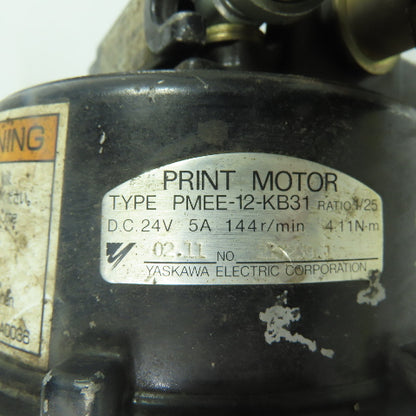 Yaskawa PMEE-12-KB31 Gearbox Wire Feed Unit 24VDC 5A 144RPM 1/25 Ratio