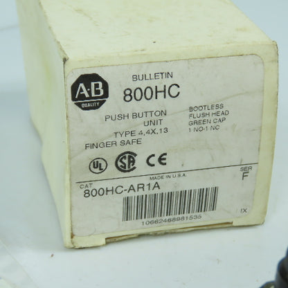 Allen Bradley 800HC-AR1A Ser F Momentary Contact Green Push Button Kit New
