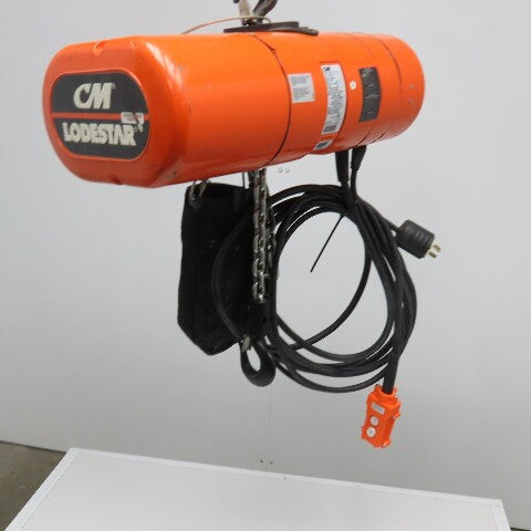 CM Model L 1 Ton Electric Chain Hoist 15' Lift 16FPM 208-480V 3Ph W/ DC Braking