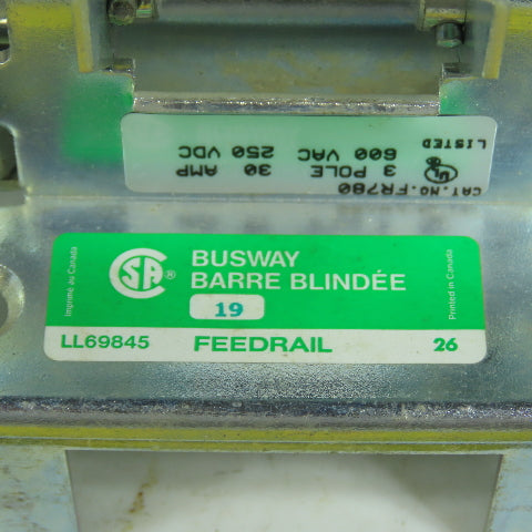 Feedrail FR780 Busway Roller Trolley 30A 600VAC (Incomplete)