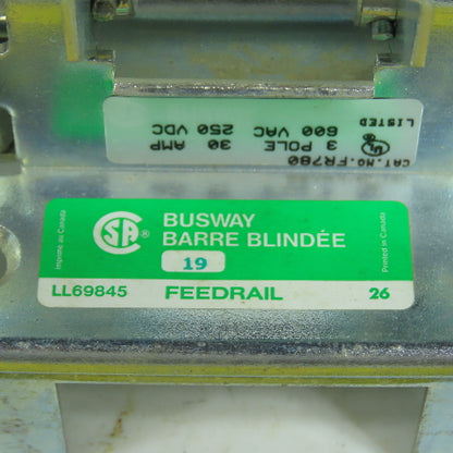 Feedrail FR780 Busway Roller Trolley 30A 600VAC (Incomplete)