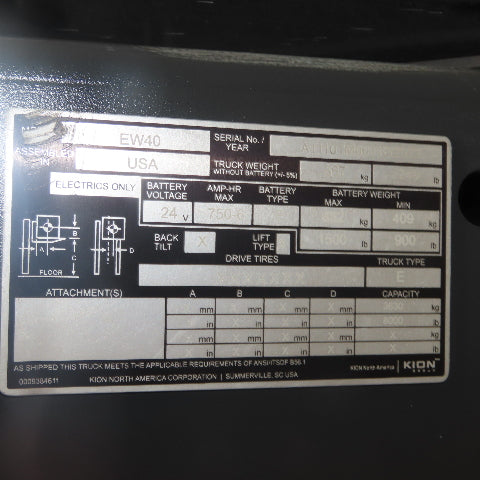 Linde EW40 8000LB Walk Behind 24V Electric Pallet Jack Truck 2023 22Hrs