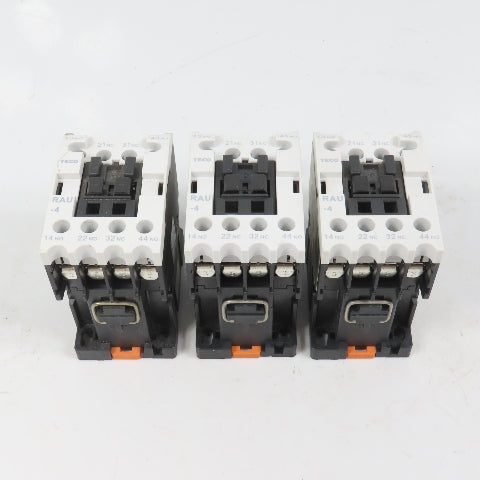 Teco RAU-4 AC Magnetic Control Relay 4-Pole 220V Coil 6A 600VAC Max Lot Of 3