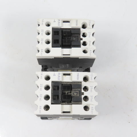 Teco RAU-4 AC Magnetic Control Relay 4-Pole 110V Coil 6A 600VAC Max Lot Of 2