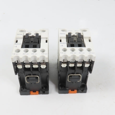 Teco RAU-4 AC Magnetic Control Relay 4-Pole 110V Coil 6A 600VAC Max Lot Of 2