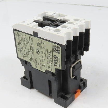 Teco CU-16 Size 0 Magnetic Contactor 3PH 10HP 110V Coil 30A 600VAC Max