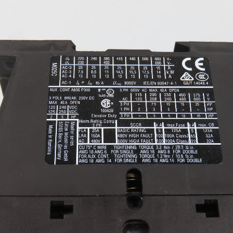 Eaton DILM25-01 XTCE025C01 3PH 20HP Contactor 110V Coil 40A 600V Max