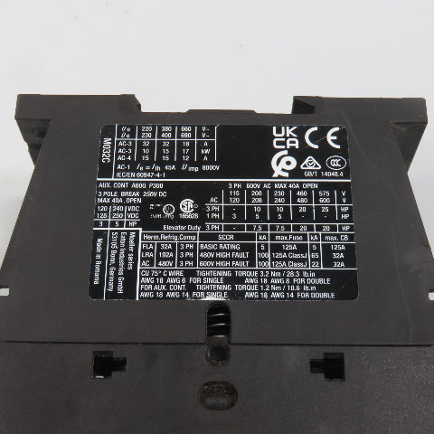 Eaton DILM32-01 XTCE032C01 3PH 25HP Contactor 110V Coil 40A 600V Max