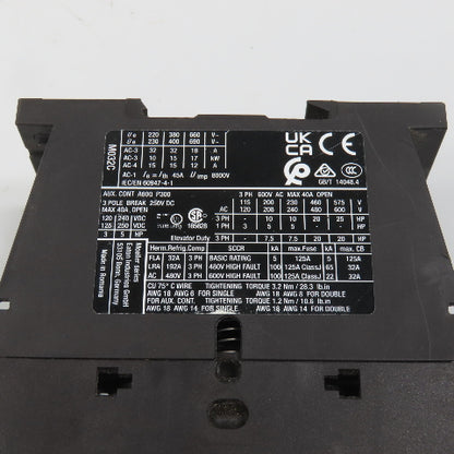 Eaton DILM32-01 XTCE032C01 3PH 25HP Contactor 110V Coil 40A 600V Max