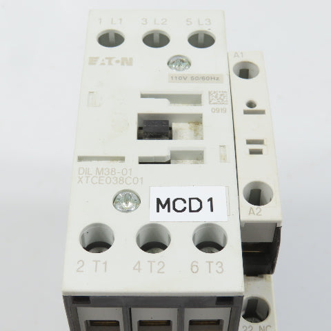 Eaton DILM38-01 XTCE038C01 3PH 30HP Contactor 110V Coil 40A 600V Max