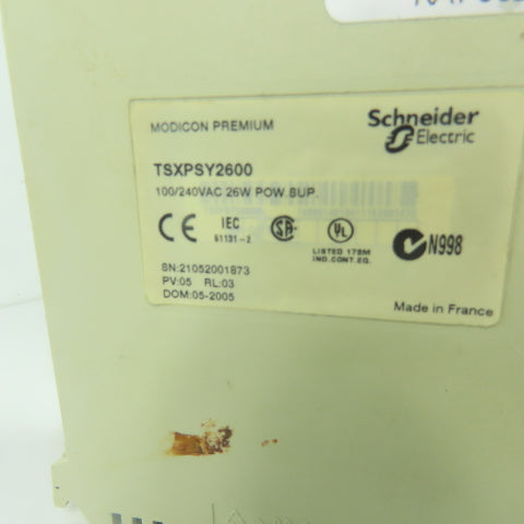Telemecanique Schneider TSX PSY2600 Modicon Premium Power Supply 100/240VAC 26W