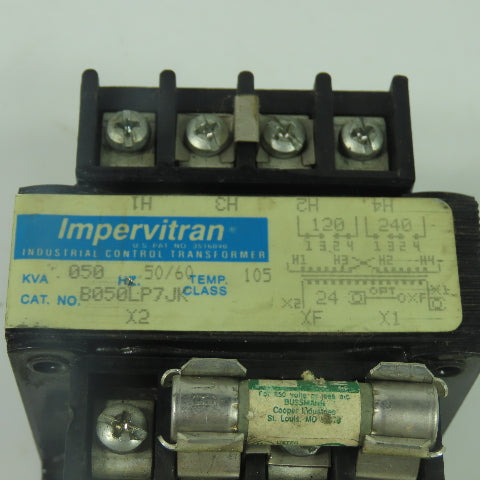 Impervitron B050LP7JK .050KVA Control Transformer 120/240V Pri 24V Sec 50/60Hz