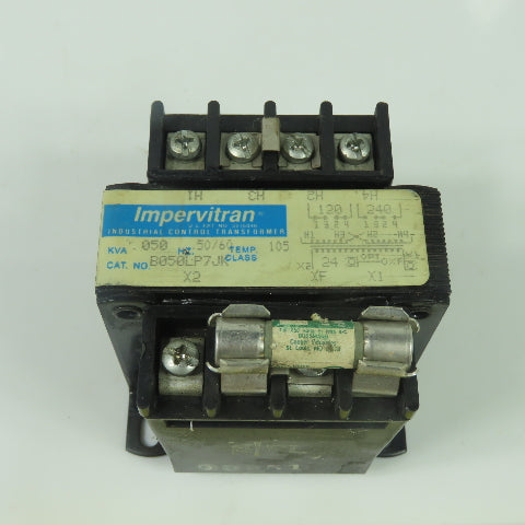 Impervitron B050LP7JK .050KVA Control Transformer 120/240V Pri 24V Sec 50/60Hz