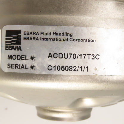 Ebara ACDU70/17T3C 3/4HP Stainless Steel Centrifugal Pump 230/460V 3PH 1"x1-1/4"