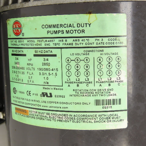 Ebara ACDU70/17T3C 3/4HP Stainless Steel Centrifugal Pump 230/460V 3PH 1"x1-1/4"
