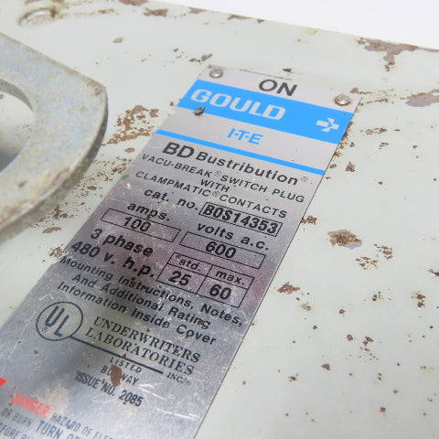 ITE Gould BOS14353 100A Fusible Bus Busway Plug Disconnect Switch 600VAC 3Ph