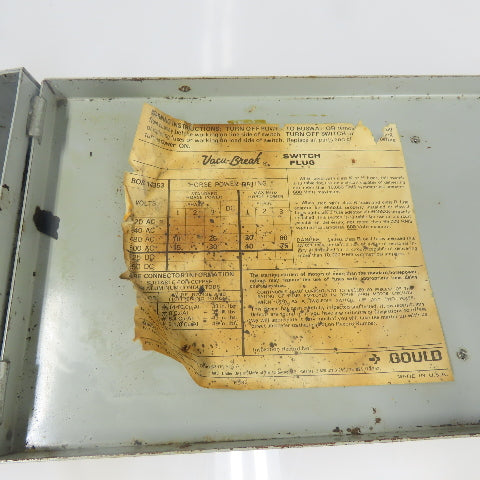 ITE Gould BOS14353 100A Fusible Bus Busway Plug Disconnect Switch 600VAC 3Ph