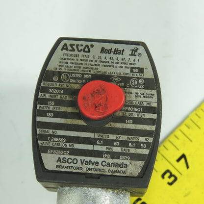 Asco EF8262G2 120V Solenoid Valve 1/8" 180PSI Water Oil Air Gas 240620-001-F