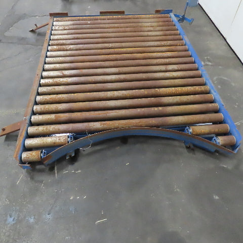 52" BF x 62" L Gravity Roller Stretch Wrap Conveyor For 46" Dia. Turntable