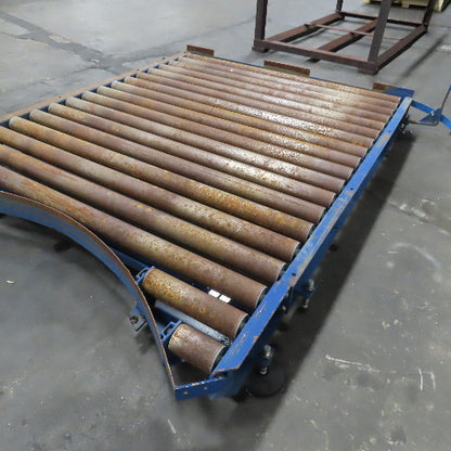 52" BF x 62" L Gravity Roller Stretch Wrap Conveyor For 46" Dia. Turntable