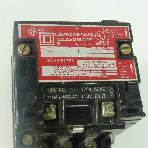 Square D SM0 2 Class 8903 Ser A Lightning Contactor 110/120V Coil 30A