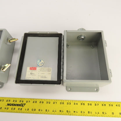 Hoffman K1768, K1756 8" x 6" x 3-1/2" Electrical Enclosure Junction Boxes Lot/2