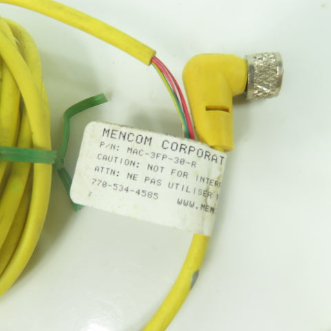 Mencom MAC-3FP-30-R Right Angle Cordset Cable 3-Pin Female 30' L