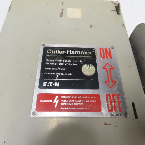 Cutler Hammer DH362FGK 60A Fusible Heavy Duty Safety Disconnect Switch 600VAC