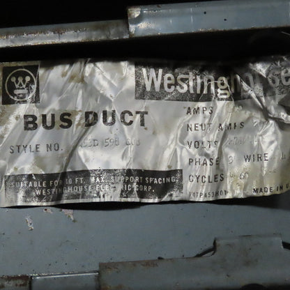 Westinghouse 400A 277/480V 4 Wire 3Ph Bus Duct 10' Lot Of 2