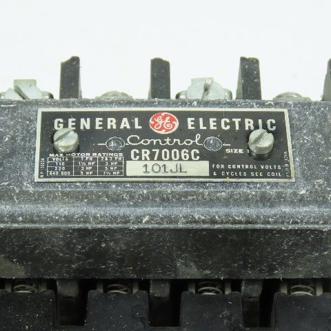 GE General Electric CR7006C Size 1 Motor Starter Contactor 7-1/2HP 110V Coil
